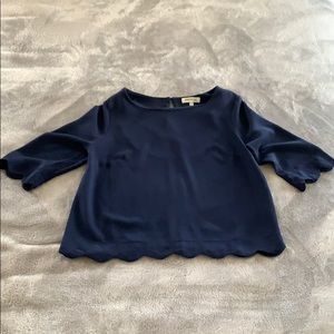 Navy blue scalloped Blouse